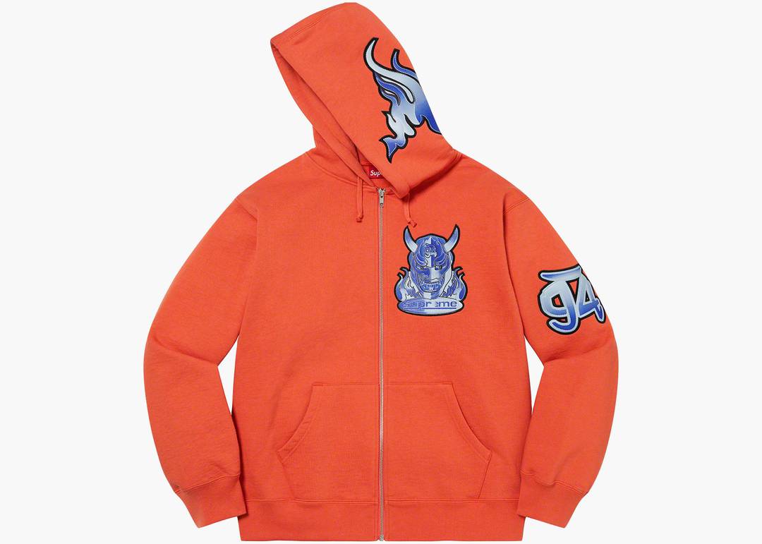 Supreme Demon Zip Up Hooded Sweatshirt Burnt Orange | Hype