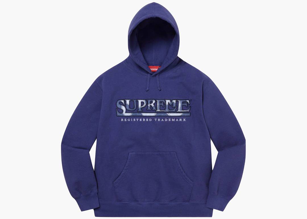 supreme denim logo hooded sweatshirt