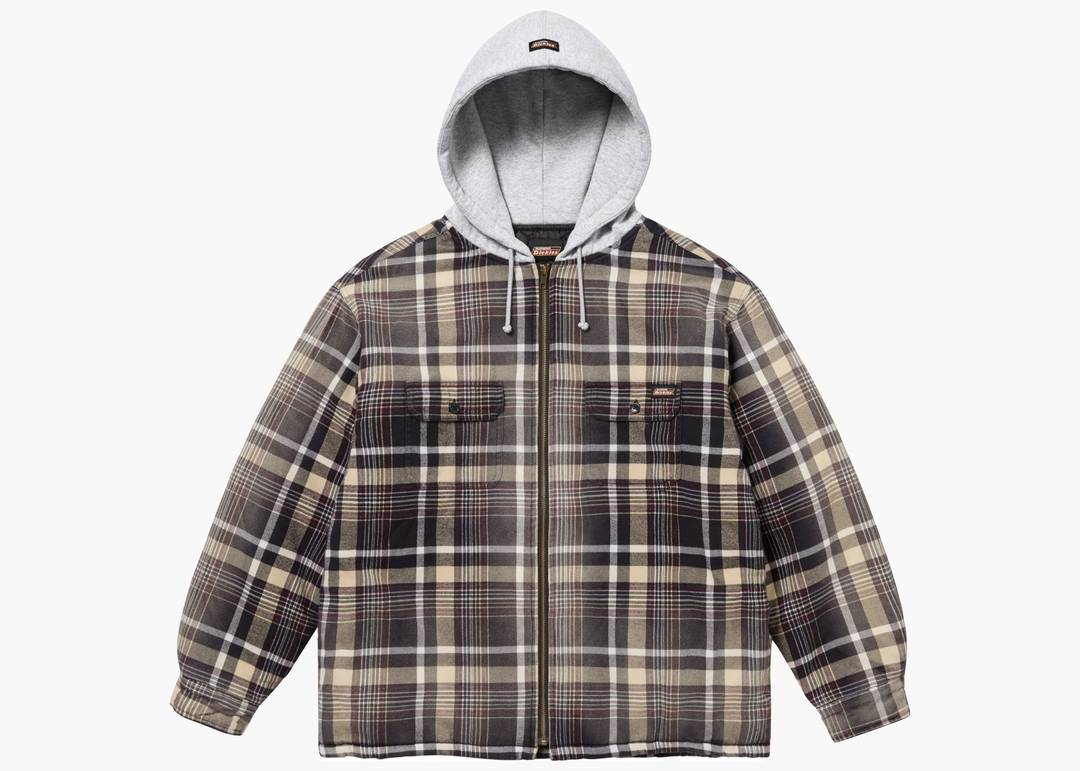 SupremeDickies Plaid Hooded Zip Up Shirt