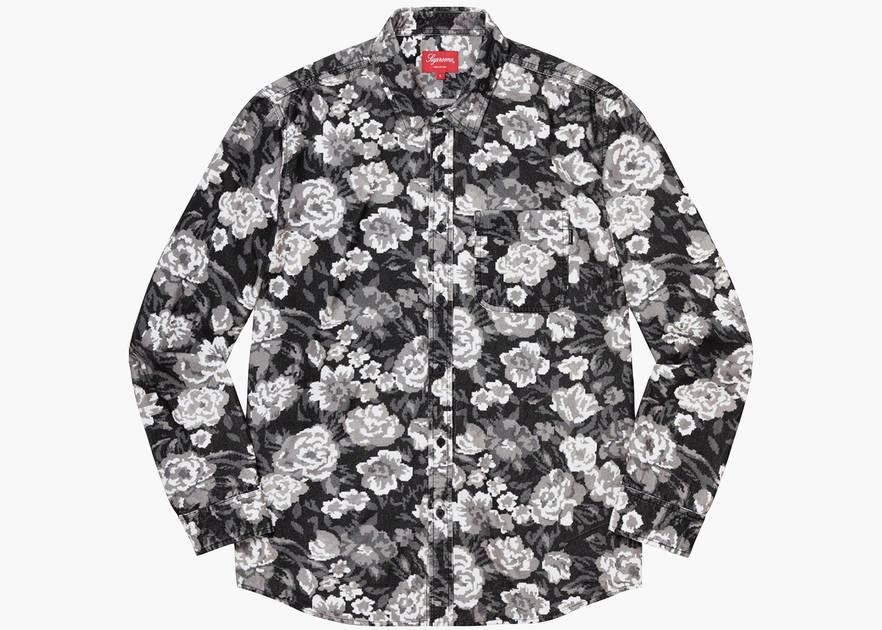 L 黒 supreme Digi Floral Corduroy Shirtシャツ - シャツ