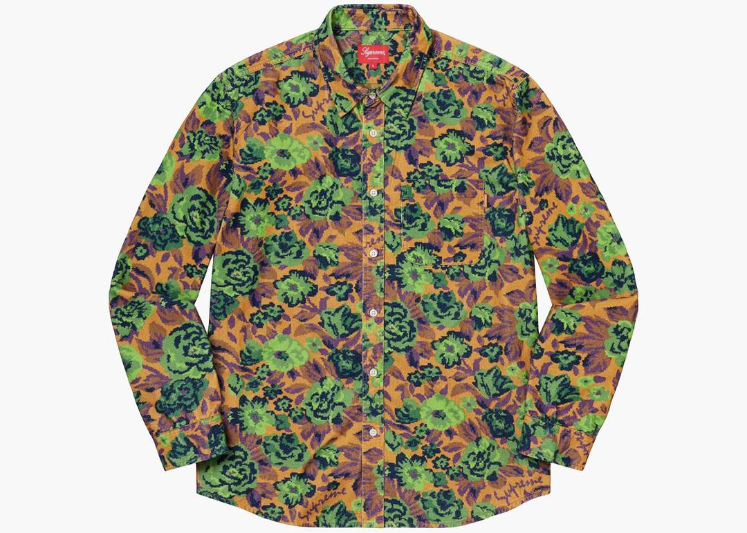 Supreme Digi Floral Corduroy Shirt Gold