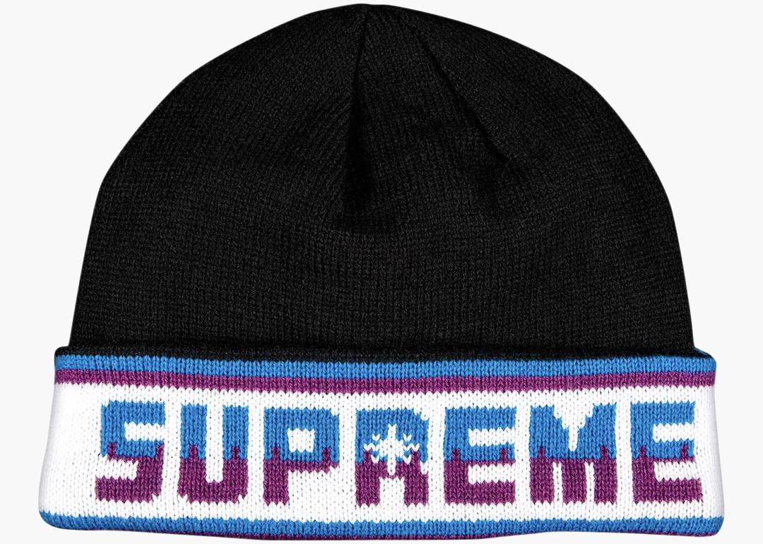 Supreme Double Logo Facemask Beanie Black | Hype Clothinga