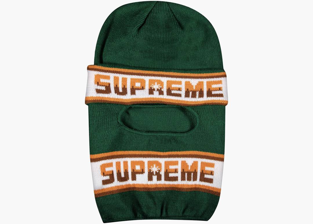 Supreme Double Logo Facemask Beanie Green | Hype Clothinga