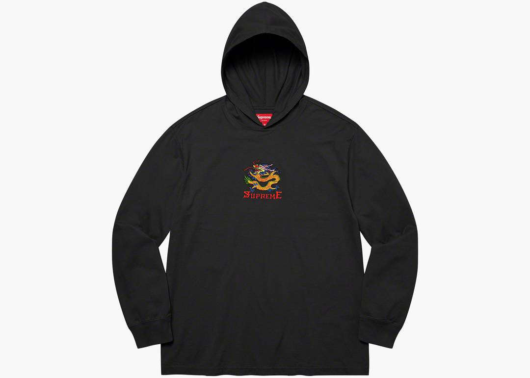 Supreme Dragon Hooded L/S Top Black | Hype Clothinga