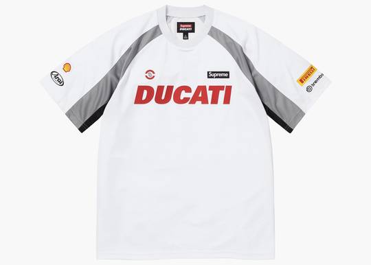 Supreme Ducati Soccer Jersey White | Hype Clothinga Supreme Ducati Soccer Jersey White | Hype Clothinga