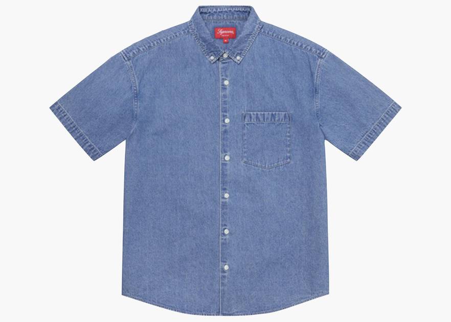 Supreme Embossed Denim S/S Shirt Blue | Hype Clothinga