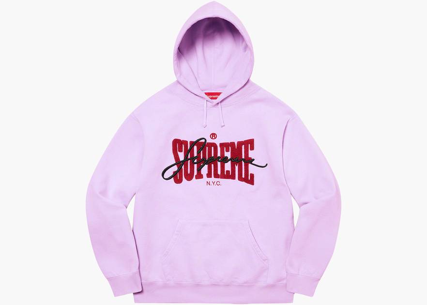 Supreme Embroidered Chenille Hooded Sweatshirt Pale Purple | Hype Clothinga