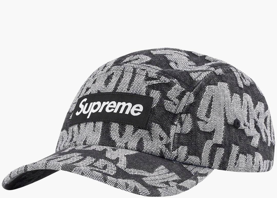 Supreme Fat Tip Jacquard Denim Camp Cap Black | Hype Clothinga