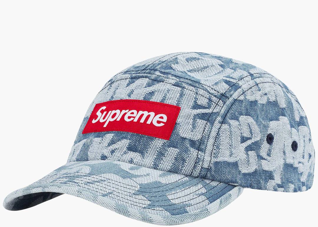 Supreme Fat Tip Jacquard Denim Camp Cap Blue | Hype Clothinga