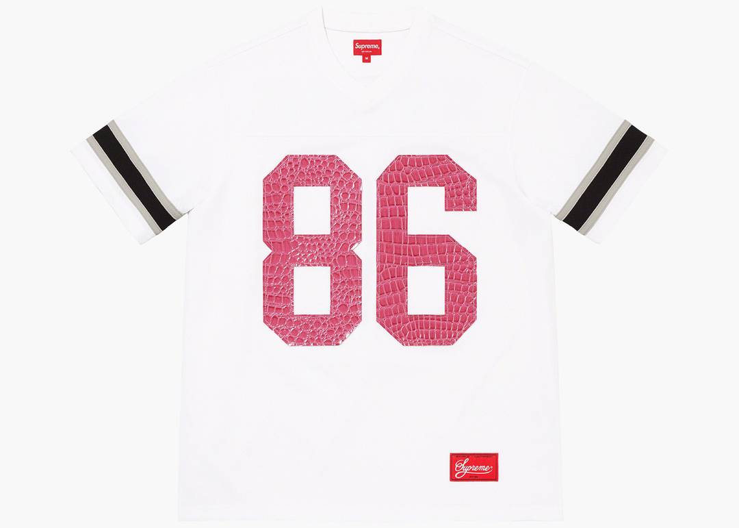 Supreme Faux Croc Football Jersey White | Hype Clothinga