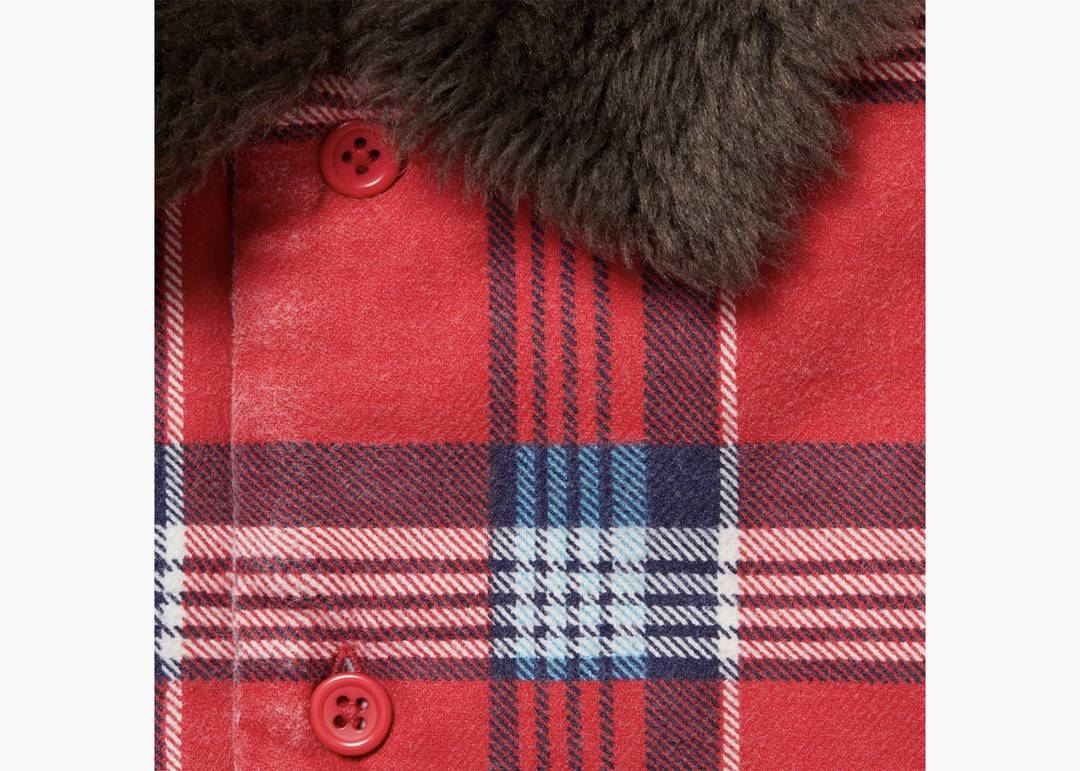 Supreme Faux Fur Collar Flannel Shirt Red | Hype Clothinga