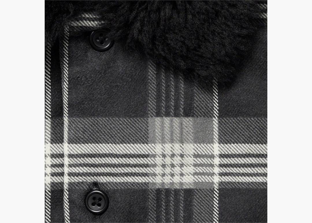 Supreme Faux Fur Collar Flannel Shirt Black | Hype Clothinga