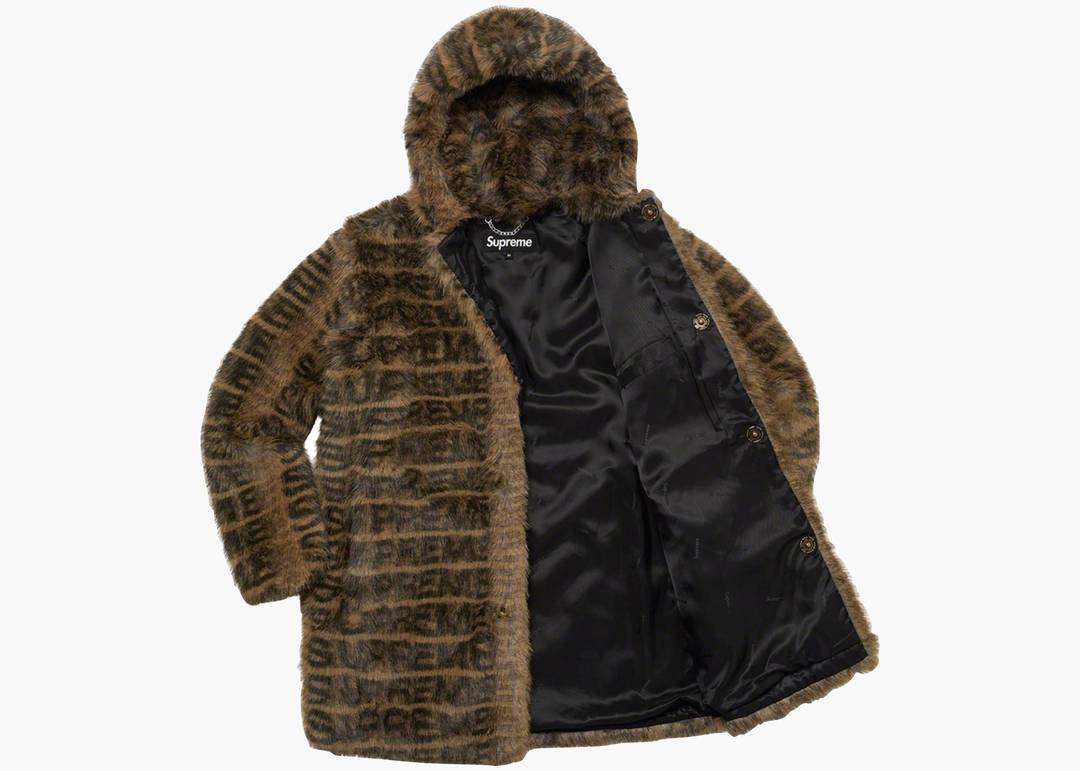 Supreme Faux Fur Hooded Coat Brown | Hype Clothinga