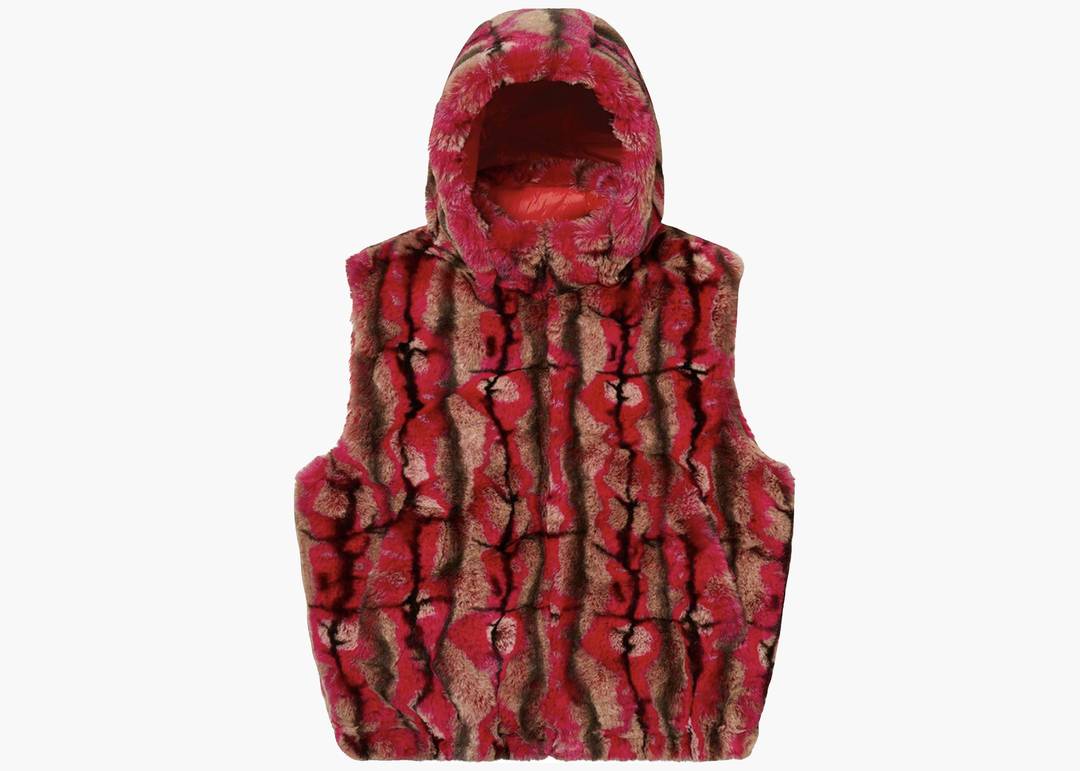 Supreme Faux Fur Hooded Vest Red | Hype Clothinga