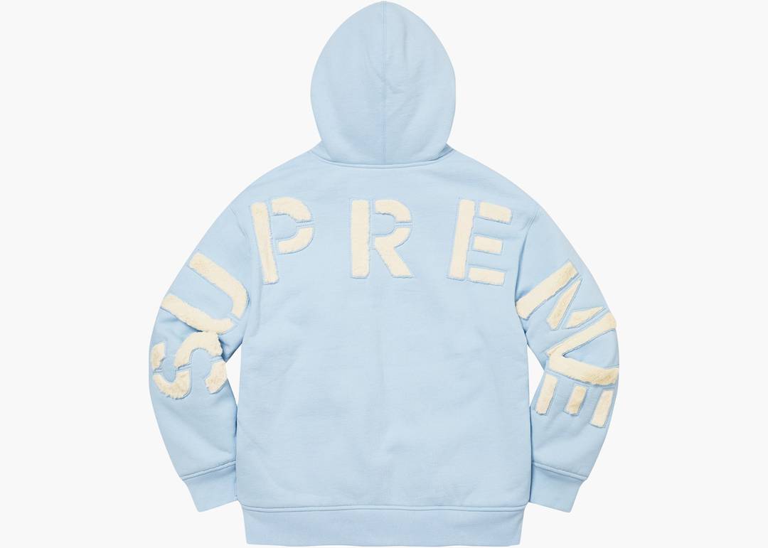 Supreme Faux Fur Lined Zip Up Hooded Sweatshirt Light Blue | Hype