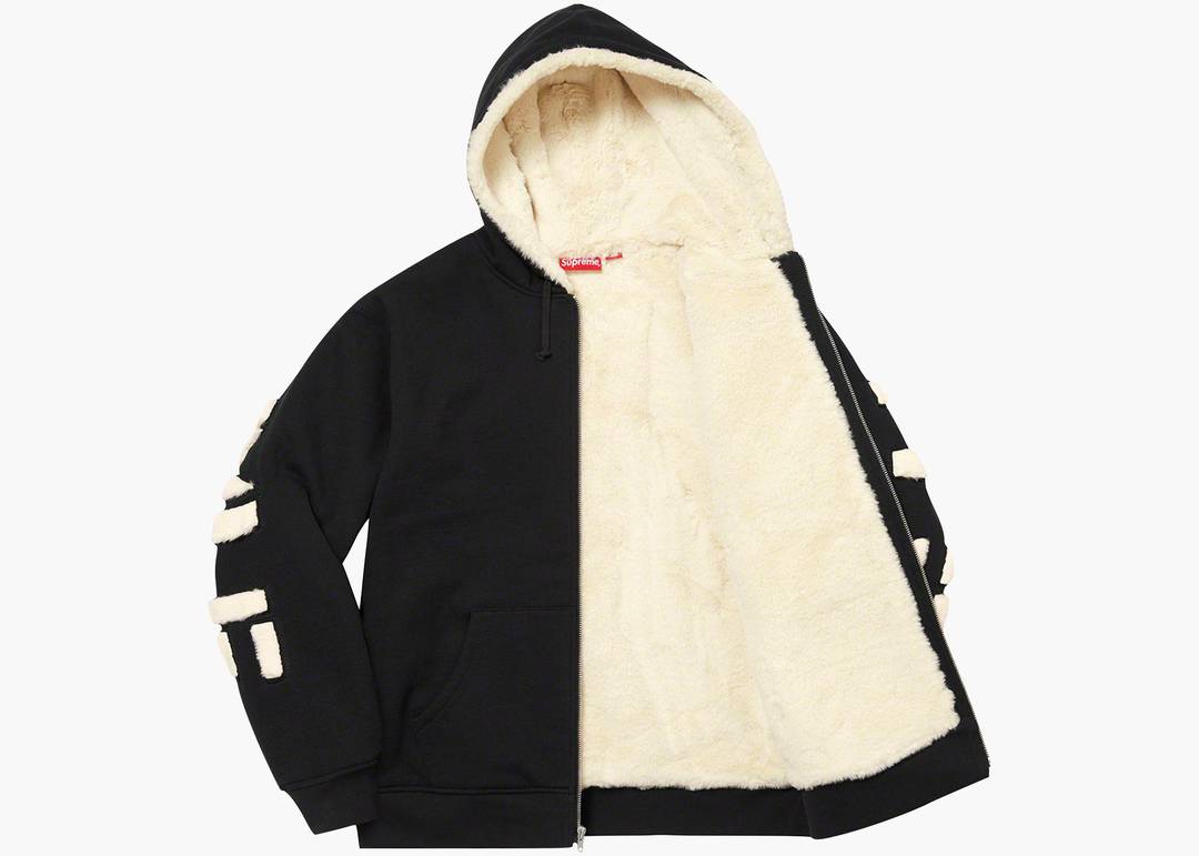 Supreme Faux Fur Lined Zip Up Hooded Sweatshirt Black | Hype Clothinga