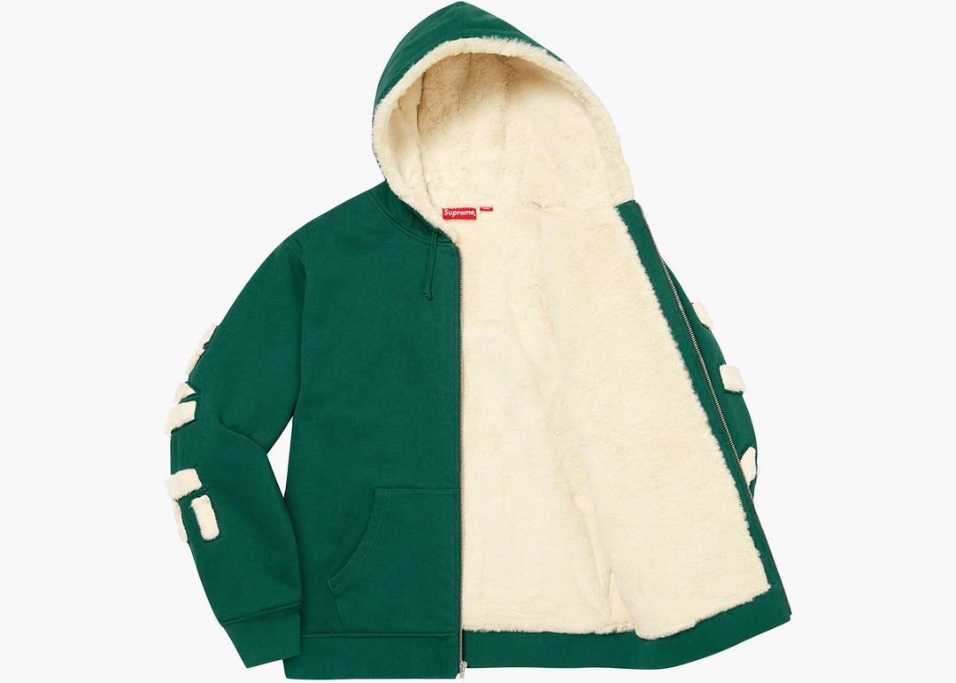 Supreme Faux Fur Lined Zip Up Hooded Sweatshirt Dark Green | Hype