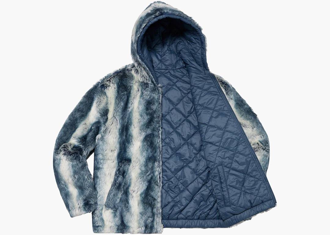 Supreme Faux Fur Reverible Hooded Jacket Ice Blue
