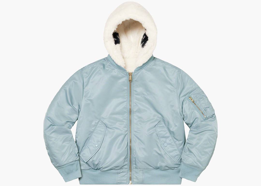 Supreme Faux Fur Reversible MA-1 Light Blue | Hype Clothinga