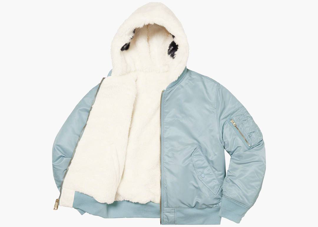 Supreme Faux Fur Reversible MA-1 Light Blue | Hype Clothinga