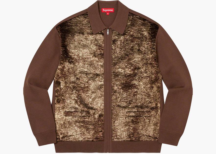 Supreme Faux Fur Zip Up Cardigan Brown | Hype Clothinga