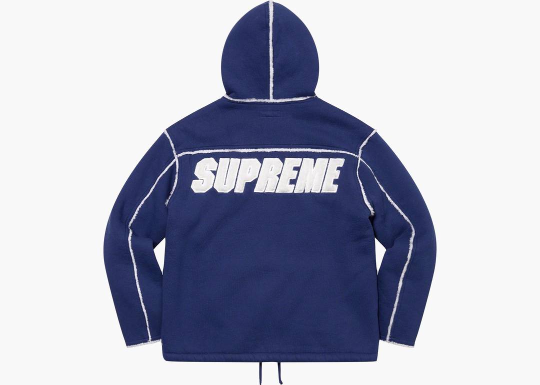 Supreme Faux Shearling Hooded Jacket Bright Navy | Hype Clothinga