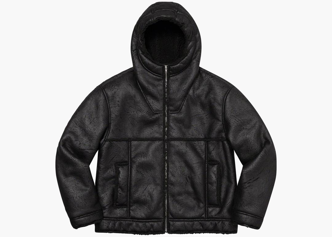 Supreme Faux Shearling Hooded Jacket (SS23) Black | Hype Clothinga