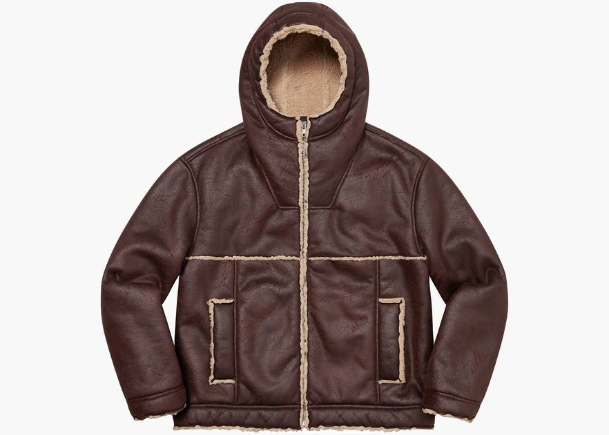Supreme Faux Shearling Hooded Jacket (SS23) Brick | Hype Supreme Faux Shearling Hooded Jacket (SS23) Brick | Hype
