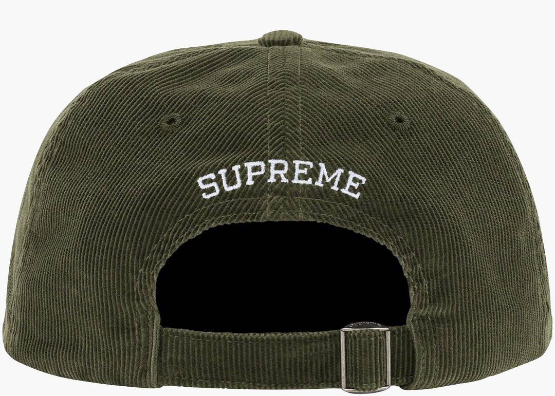 発送は追跡付きでいたしますSupreme Corduroy S Logo 6-Panel オリーブ