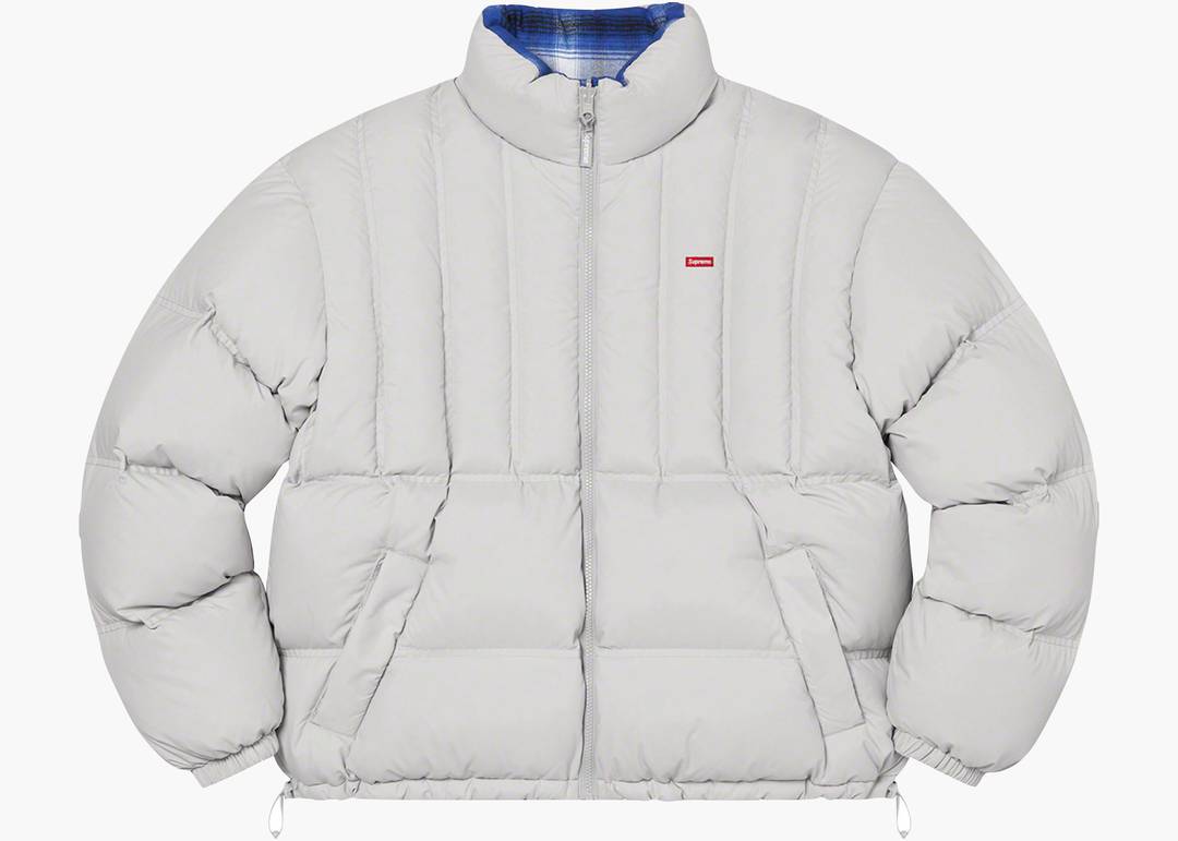 Supreme Flannel Reversible Puffer Jacket Grey | Hype Clothinga