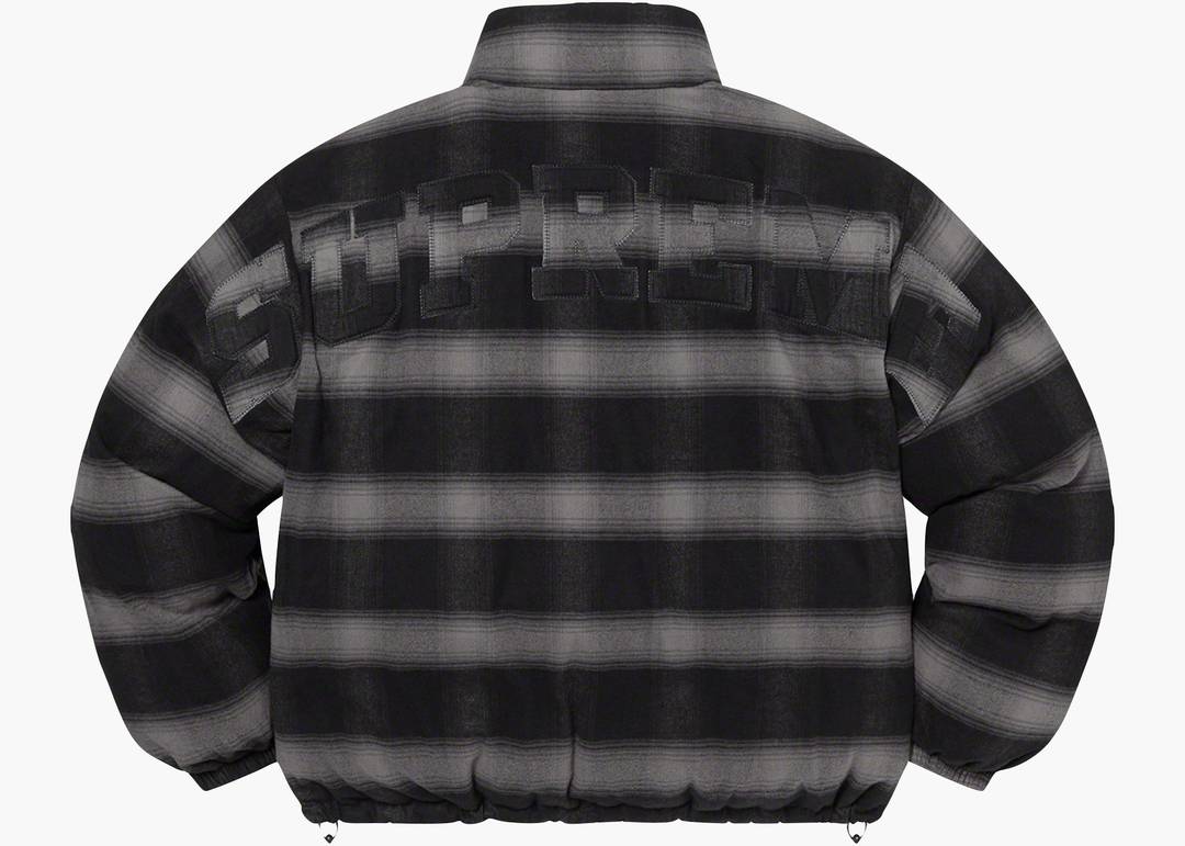 Supreme Flannel Reversible Puffer Jacket Black | Hype Clothinga