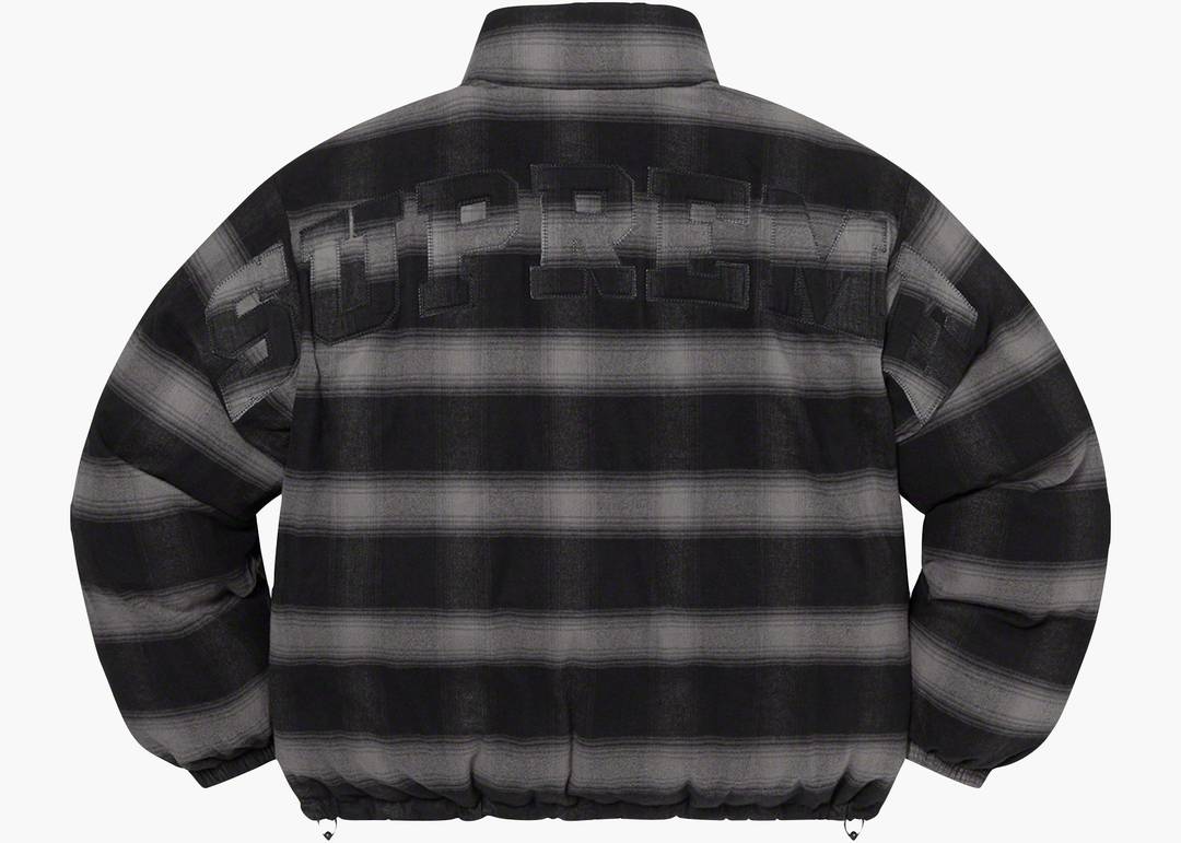 Supreme Flannel Reversible Puffer Jacket Black Men's - FW22 - US