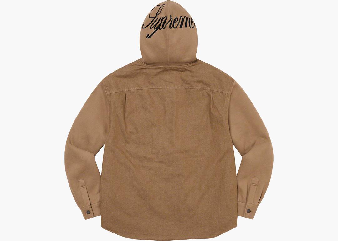 Supreme Fleece Hooded Denim Shirt Brown | Hype Clothinga