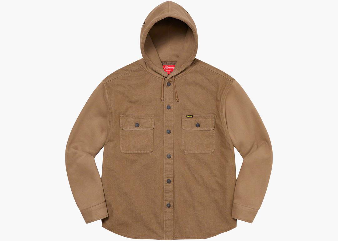 Supreme Fleece Hooded Denim Shirt Brown | Hype Clothinga