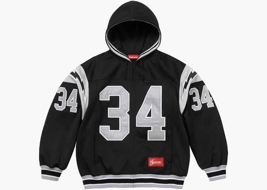 Supreme Football Zip Up Hooded Sweatshirt Black SFZUHSBL Hype Clothinga Limited Edition