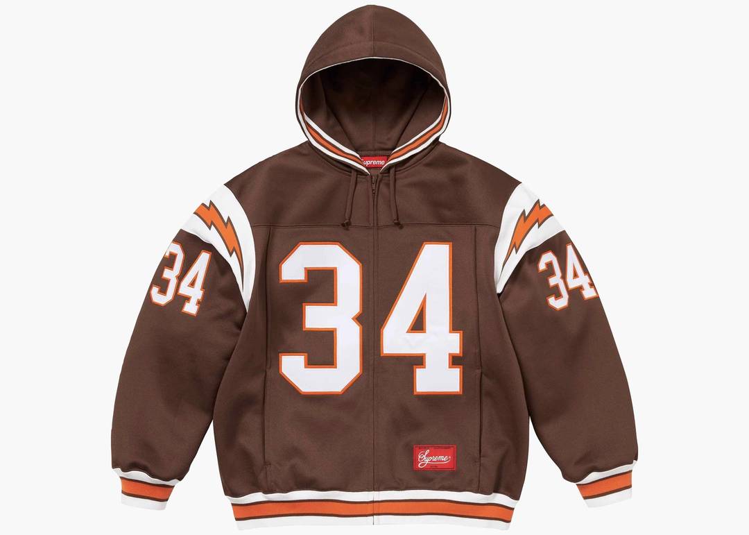 Supreme Football Zip Up Hooded Sweatshirt Brown | Hype Clothinga