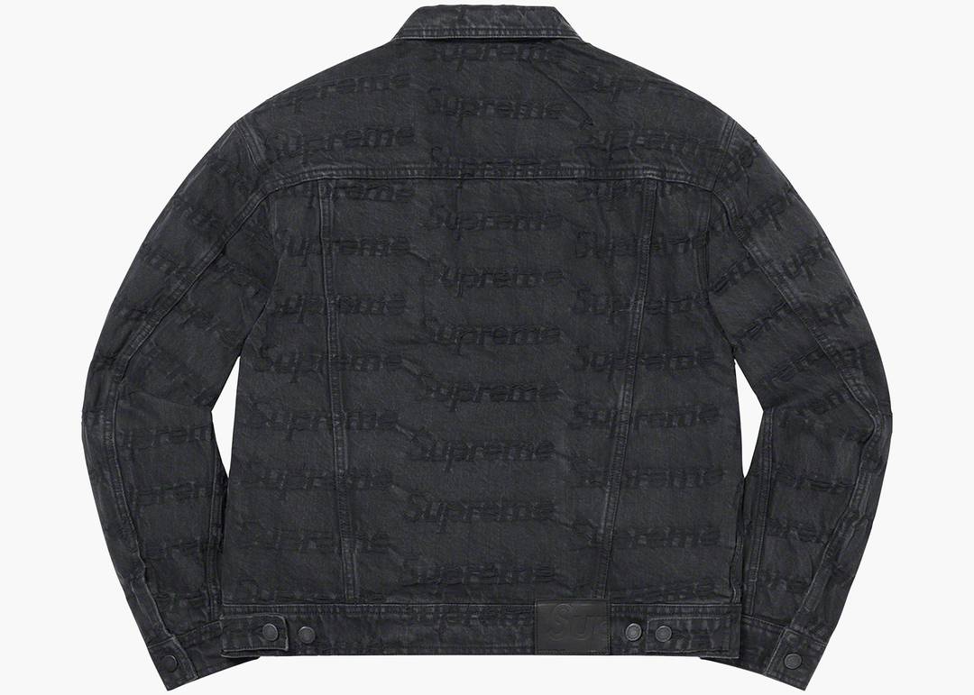 Supreme Frayed Logos Denim Trucker Jacket Black Hype Clothinga