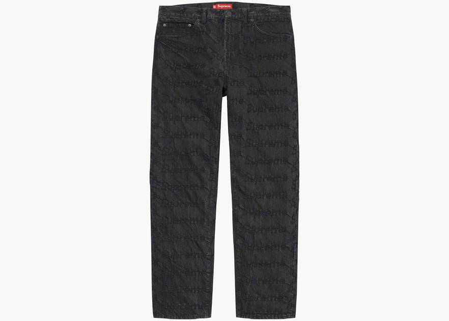 Supreme Frayed Logos Regular Jean Black | Hype Clothinga