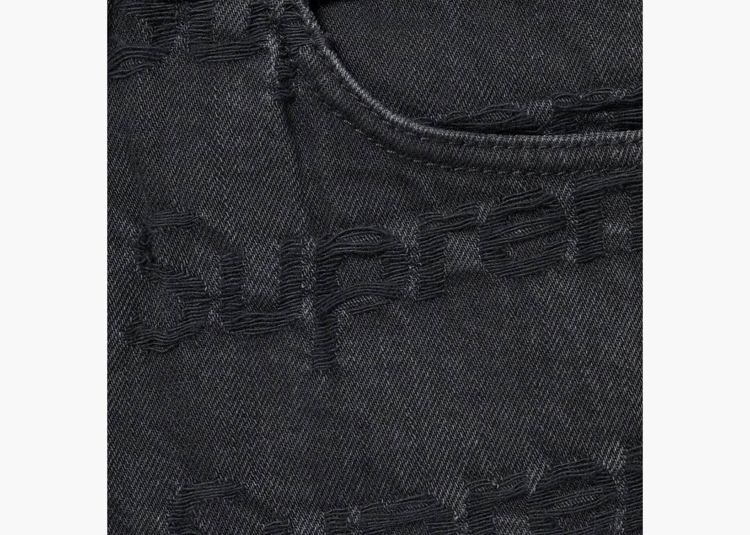 Supreme Frayed Logos Regular Jean Black | Hype Clothinga