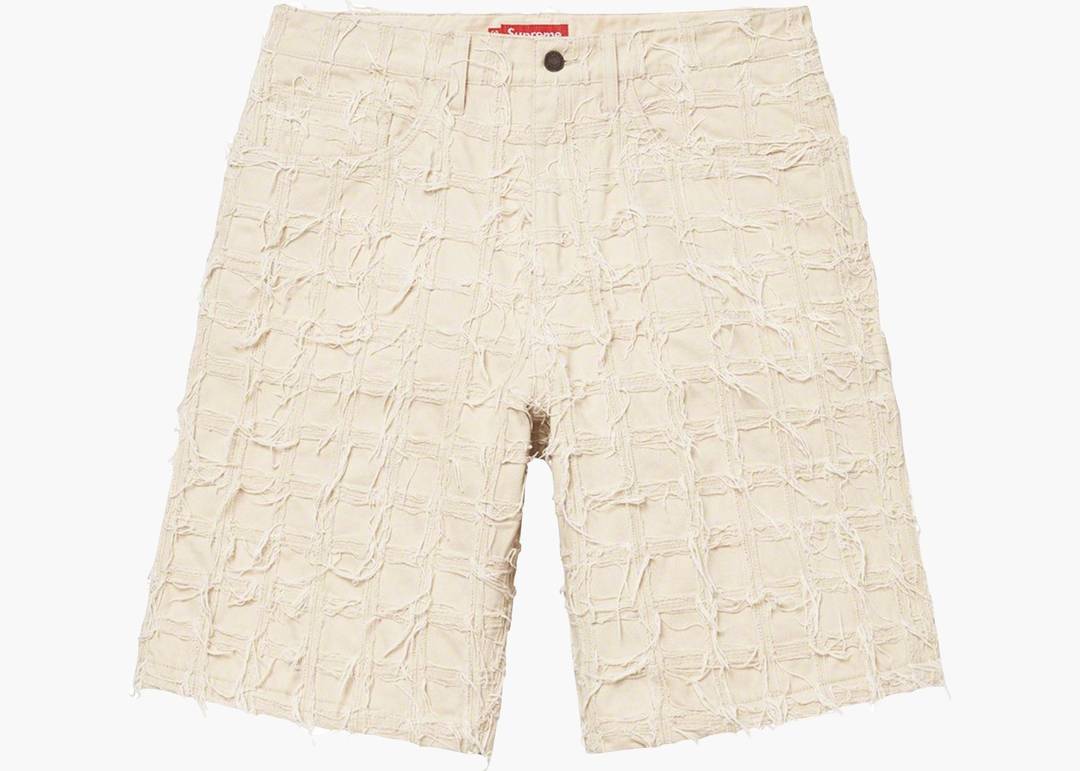 Supreme Frayed Patchwork Baggy Denim Short Natural | Hype Clothinga