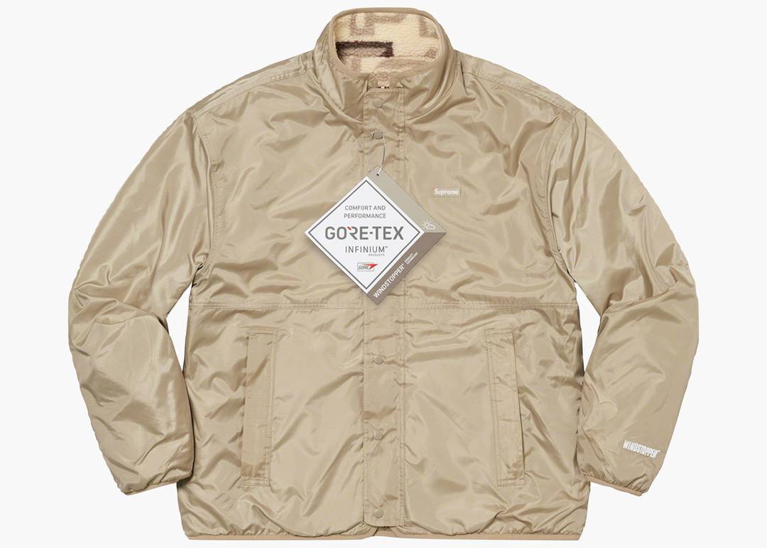 Supreme Geo Reversible WINDSTOPPER Fleece Jacket Tan | Hype