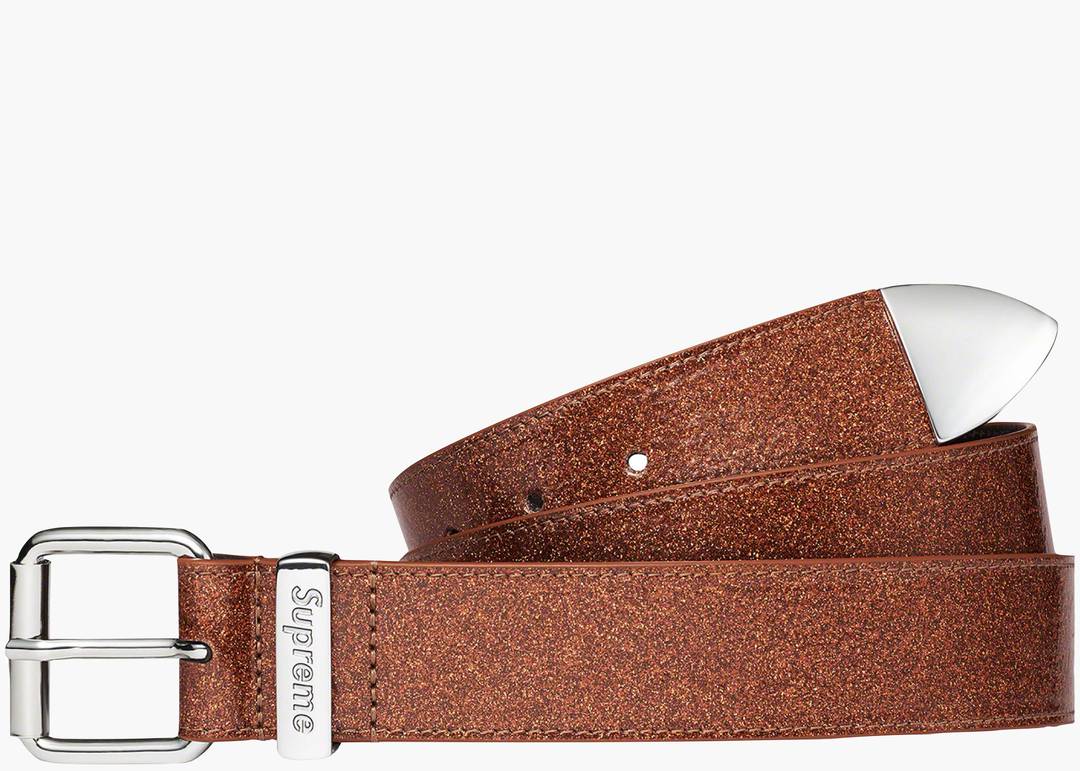 Supreme Glitter Vinyl Ranger Belt Brown