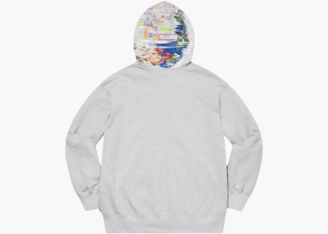 Supreme Globe Zip Up Hooded Sweatshirt Heather Grey