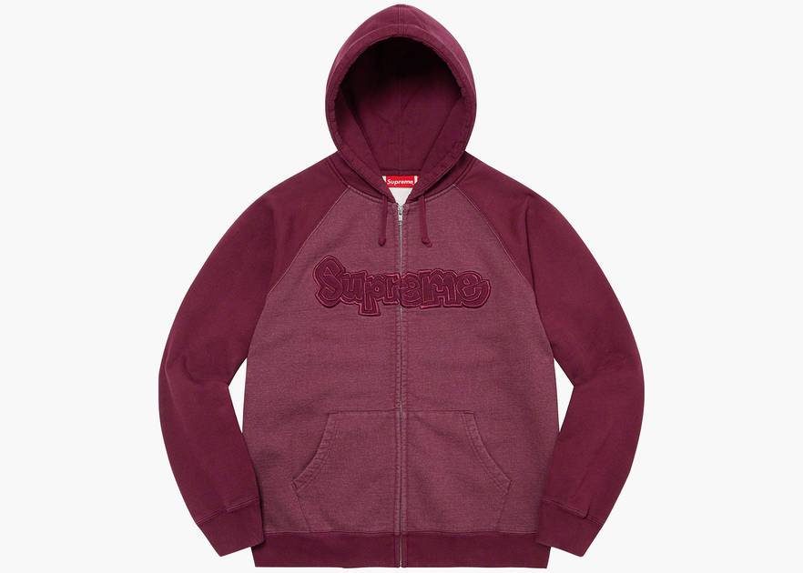 Supreme Gonz Appliqué Zip Up Hooded Sweatshirt Burgundy 