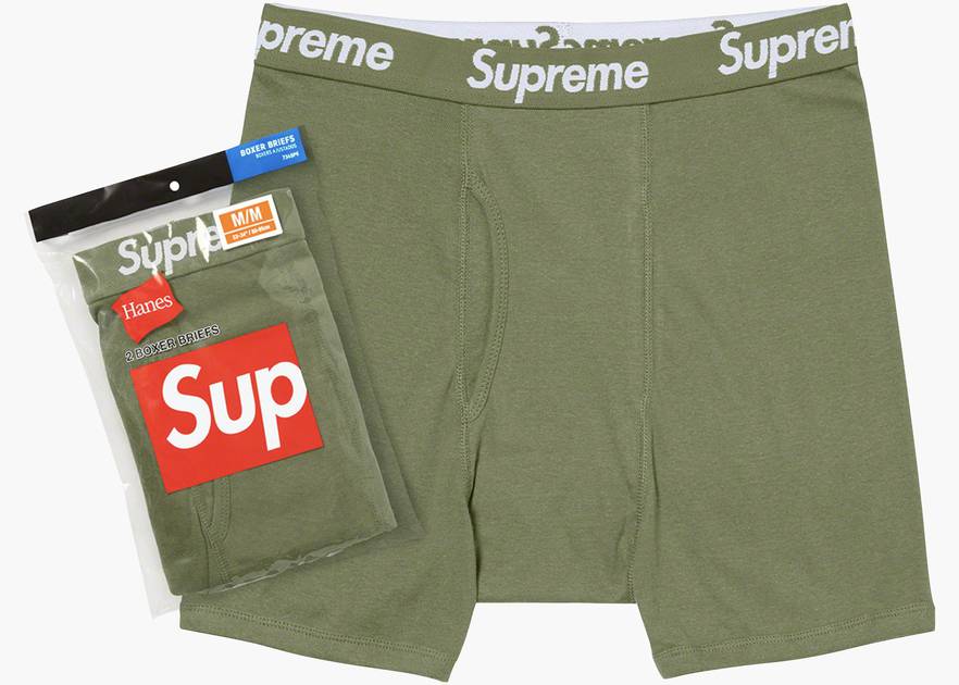 Supreme Hanes Boxer Briefs (2 Pack) Olive | Hype Clothinga