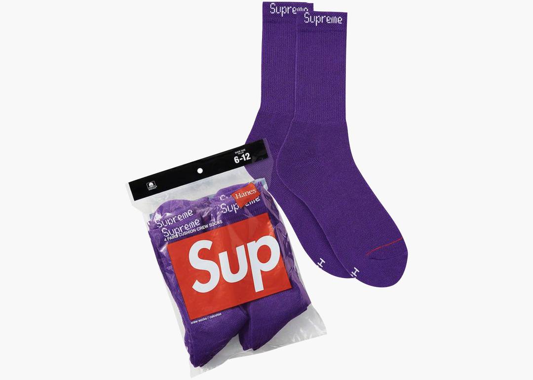 Supreme Hanes Crew Socks (4 Pack) Purple