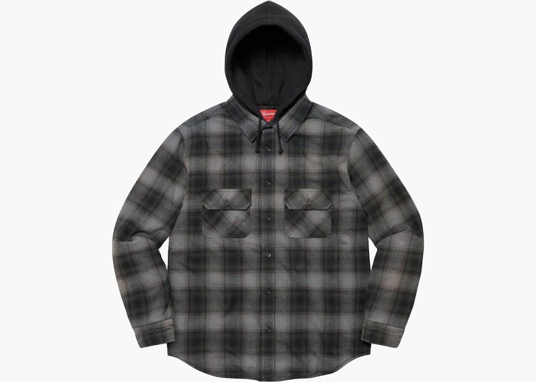 supreme Hooded Flannel Zip Up Shirt 茶色