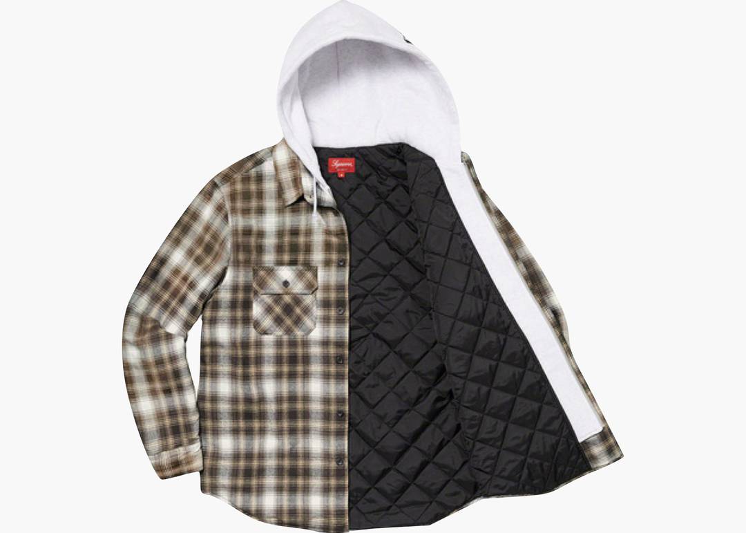 Supreme Hooded Flannel Zip Up Shirt Brown | Hype Clothinga