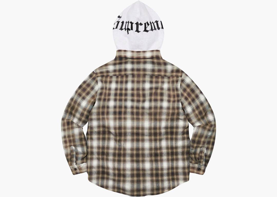 Supreme Hooded Flannel Zip Up Shirt Brown | Hype Clothinga