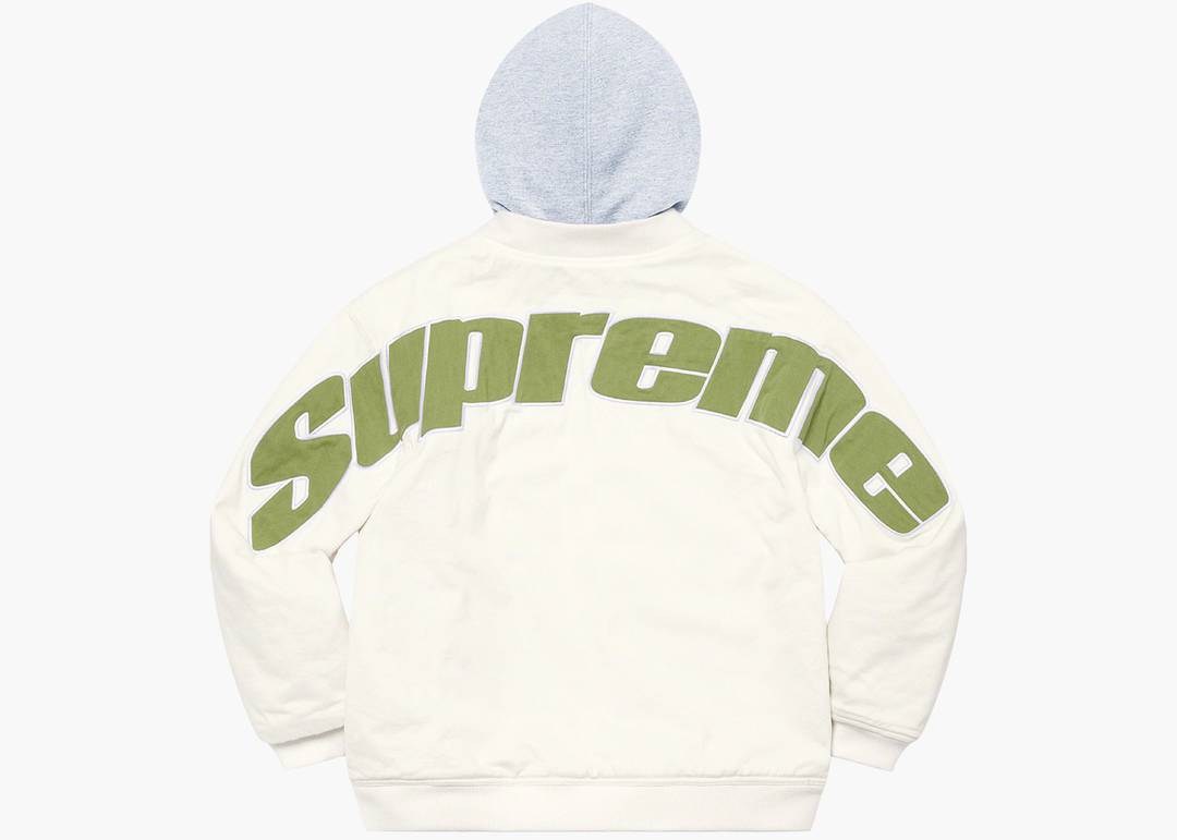 Supreme Hooded Twill Varsity Jacket White | Hype Clothinga